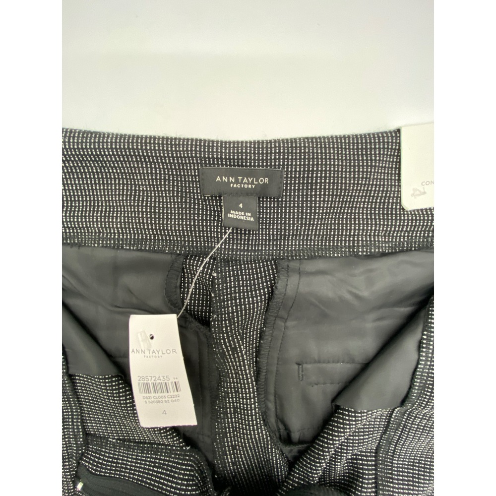 Ann Taylor Factory Black White Micro Check Curvy Ankle Pants Size 4 NWT